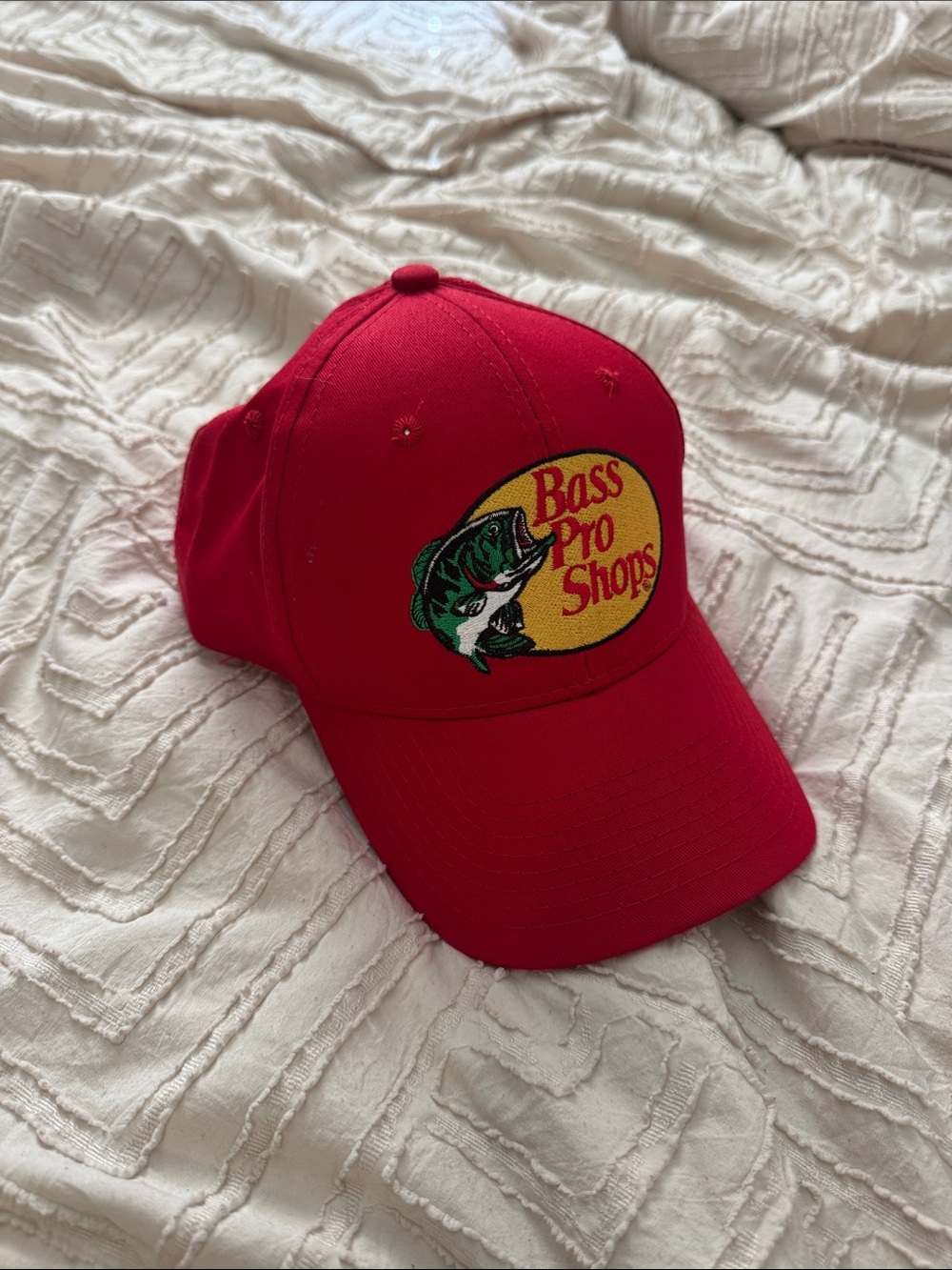Bass Pro Shops Red Baseball Cap with Yellow Patch